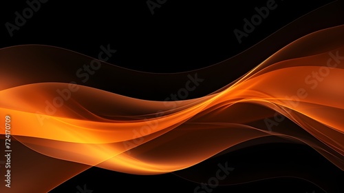 Orange motion waving texture with glowing, cyber, and technology digital wave background concept. Futuristic tech. Beautiful swirling design for horizontal wallpaper or web banner. Generative AI. 