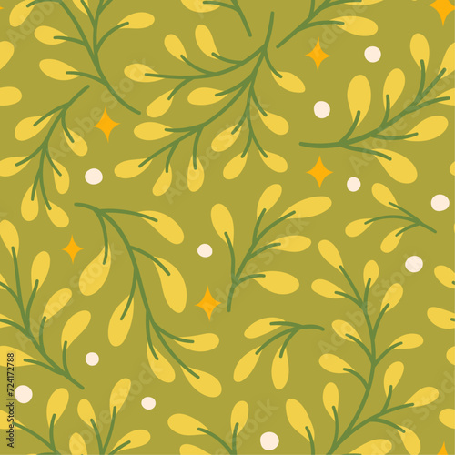 Seamless pattern with tropical leaves. Vector botanical illustration. Summer background for print  wallpaper  fabric.