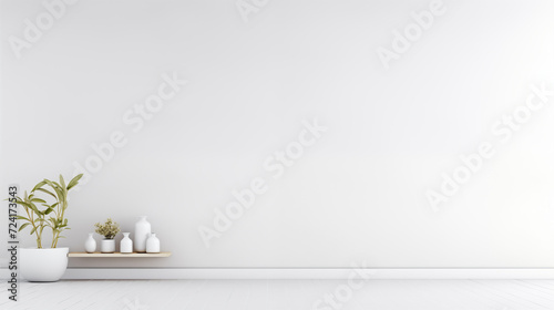 Mate and white modern minimalistic interior background wall mockup 3d render