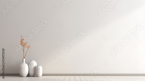 Mate and white modern minimalistic interior background wall mockup 3d render