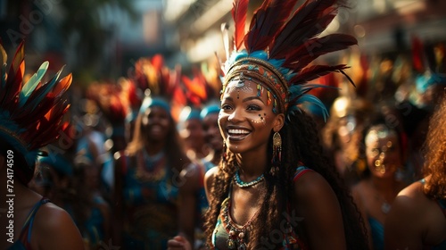 A Brazilian woman celebrates carnival day by dancing in Rio de Janeiro photo