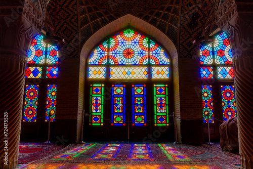Nasir Al-Mulk Mosque in Shiraz, Iran, also known as Pink Mosque