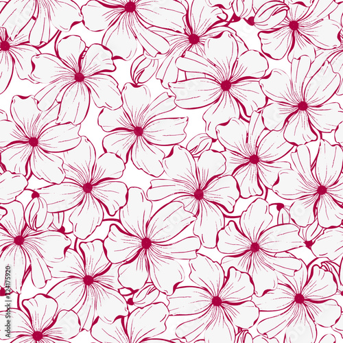 Wallpaper Mural Floral ink hand drawn design. Red poppies line art flower, seamless pattern for textile, scrapbook , wallpaper. Vector background Torontodigital.ca