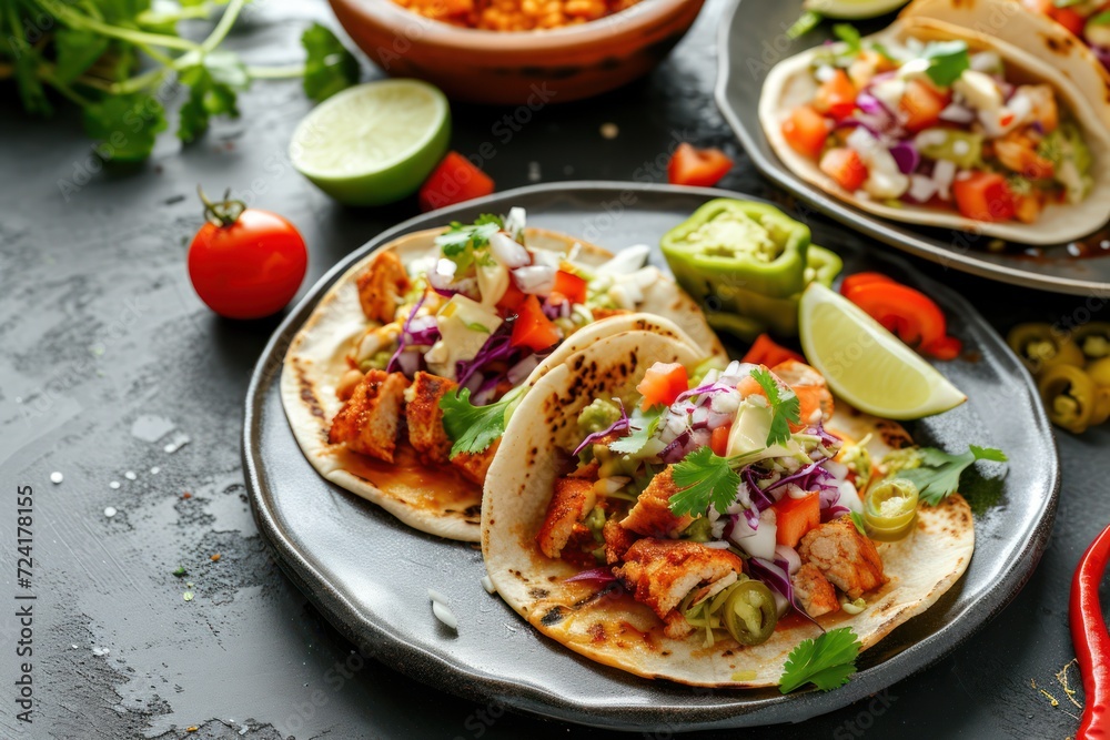 Mexican cuisine, food on a gray plate. Food Photography