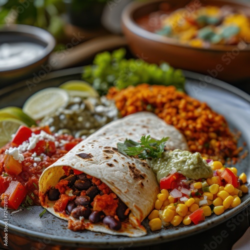 Mexican cuisine, food on a gray plate. Food Photography