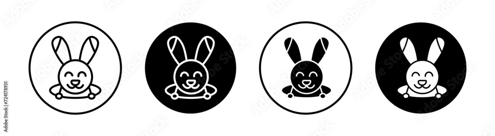 Bunny in Hole Vector line icon illustration.
