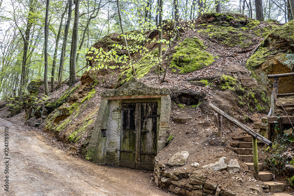 Old beer cellar at Pretzfeld in Franconian Switzerland, Bavaria, Germany Old beer cellar at Pretzfeld in Franconian Switzerland, Bavaria, Germany