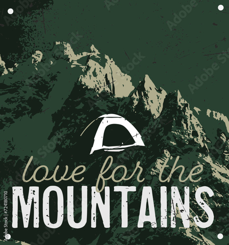 Camping mountain banner vintage