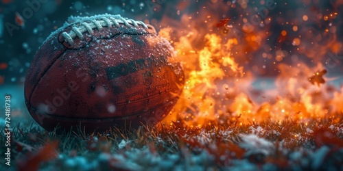 Fiery Game: A Soccer Ball Engulfed in Flames, Capturing the Explosive Energy and Passion of the Sport on the Field, Generative AI © Ben