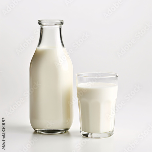 a bottle and glass of milk