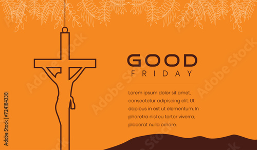 Vector Good Friday illustration, easter day background illustration or poster Design.
