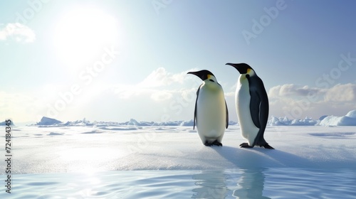 Loyalty and Companionship Symbolized by Penguins in Icy Environment AI Generated.