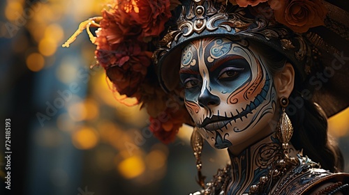 Woman dressed and made up for Day of the Dead or Cinco de Mayo