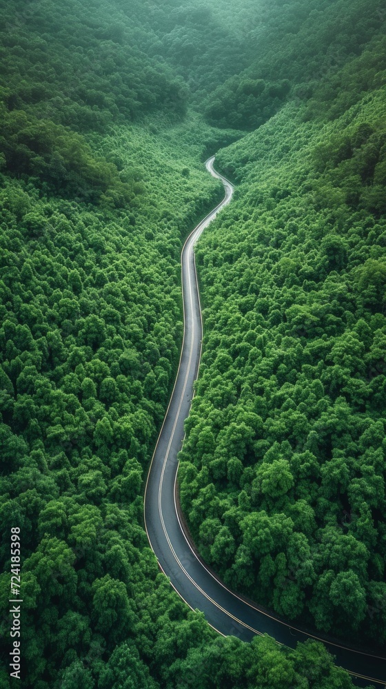 Pathway Through Paradise: A Winding Road Meanders Through Lush Green Hills, Inviting a Journey into Nature's Embrac, Generative AI Pathway Through Paradise: A Winding Road Meanders Through Lush Green Hills, Inviting a Journey into Nature's Embrac, Generative AI