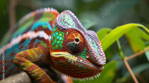Chameleon Morphing and Camouflaging in Close-Up Shot AI Generated.