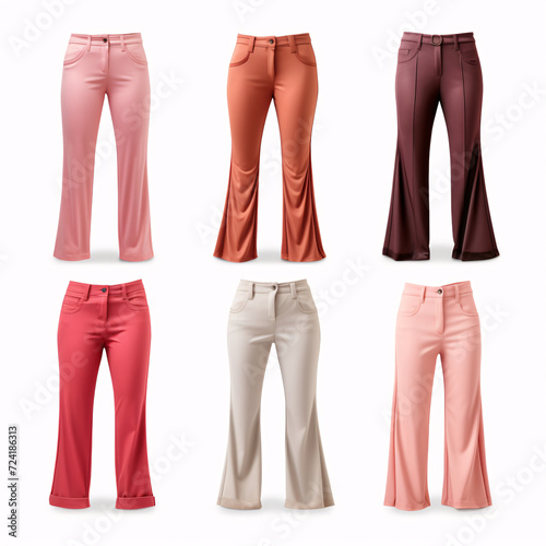 a group of different colored pants