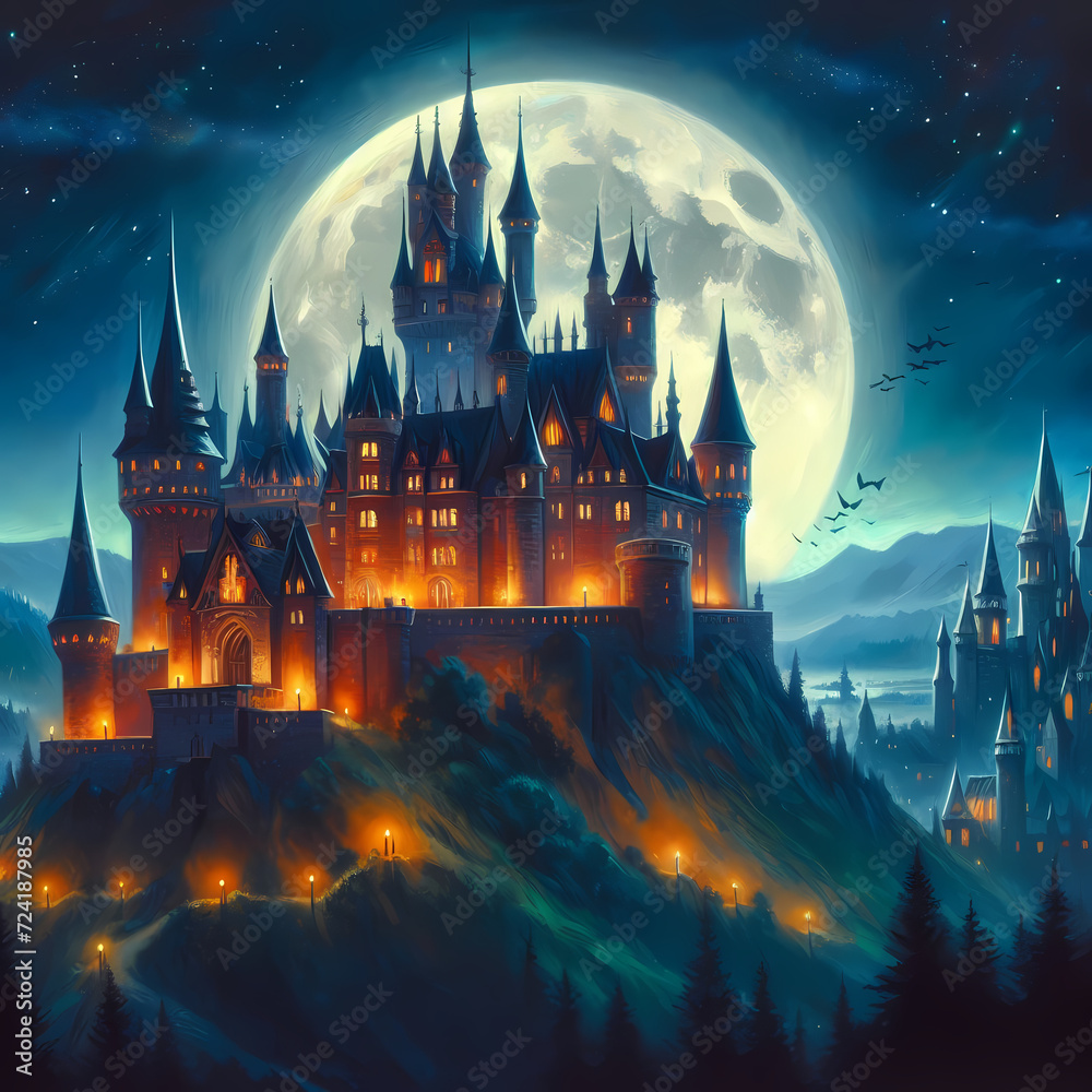Fototapeta premium castle in the night sky