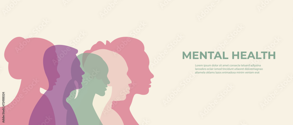 Banner about mental health.Vector illustration with space for text. Banner about mental health.Vector illustration with space for text.