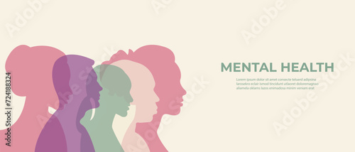 Banner about mental health.Vector illustration with space for text.
