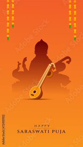 Happy Saraswati Puja Social Media Post