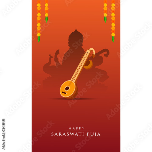 Happy Saraswati Puja Social Media Post