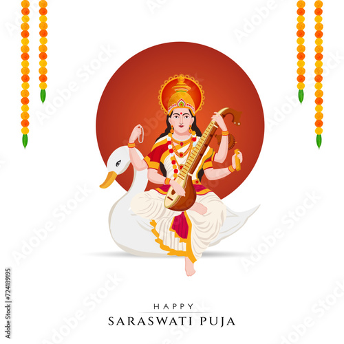 Happy Saraswati Puja Social Media Post