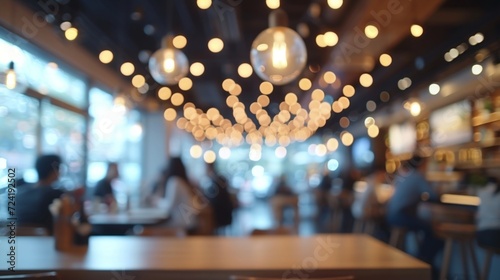 A Casual Business Environment with Blurred Figures and Bokeh Background