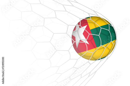 Togo flag soccer ball in net.