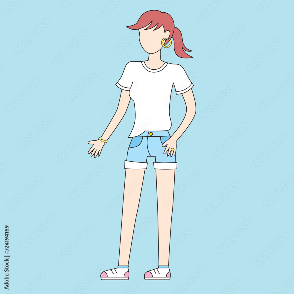 Fashion model girl wearing a white blank t-shirt template Fashion model girl wearing a white blank t-shirt template