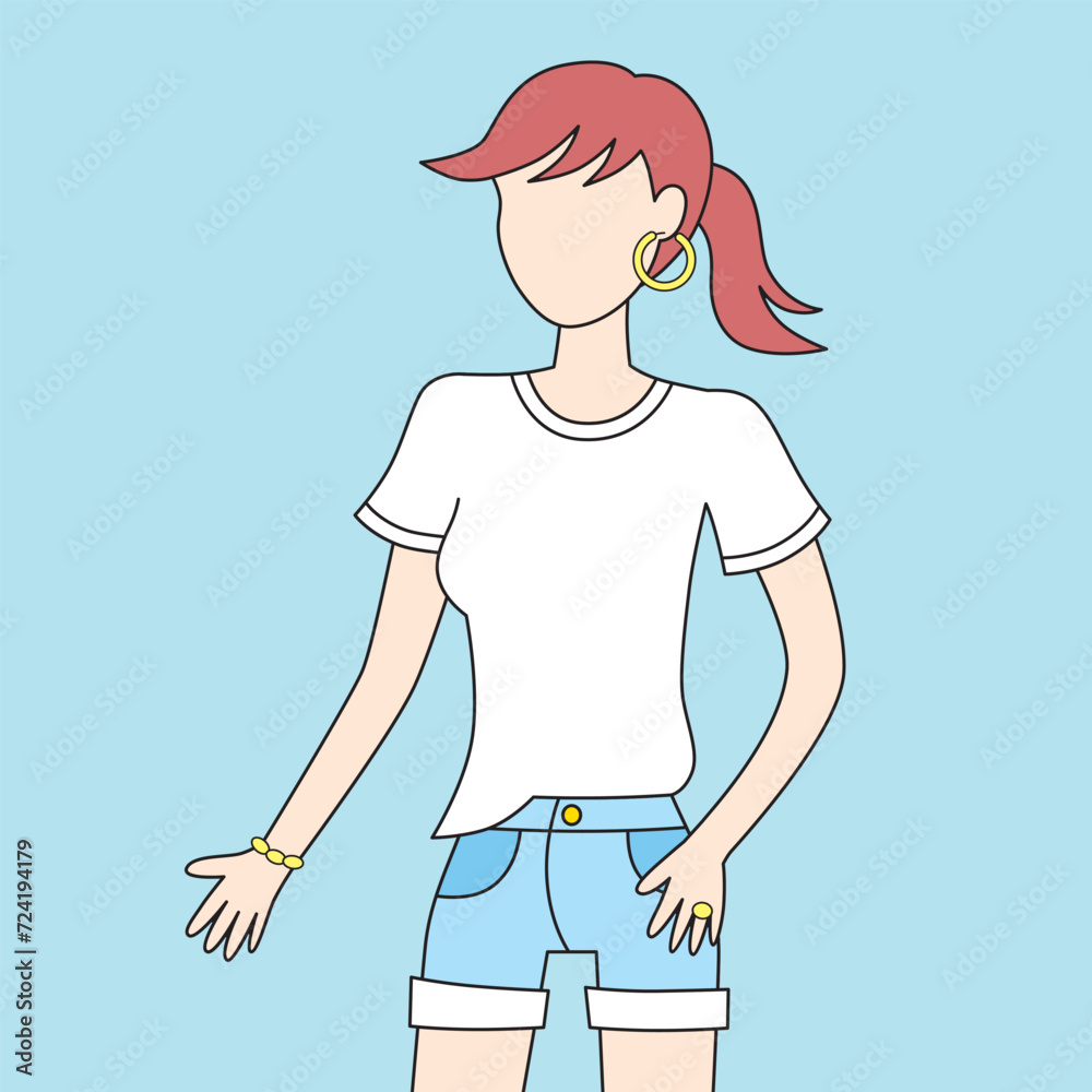 Girl wearing a white blank t-shirt template Girl wearing a white blank t-shirt template