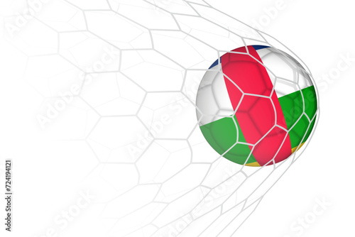Central African Republic flag soccer ball in net.