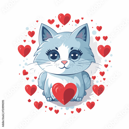 cat with hearts