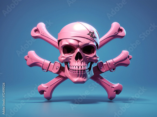  Whimsical Menace: Pink Skull and Crossbones - A Playful Twist on the Pirate Warning Symbol