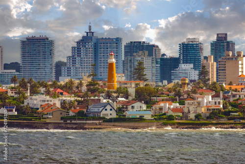 Rough waters along the shore of the resort town of Punta del Este, Uruguay