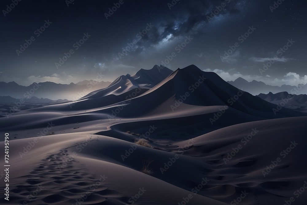 MacOS background desert with dune on night