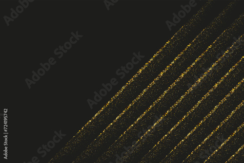 Gold dust on black background, poster design on black background with gold dust elements