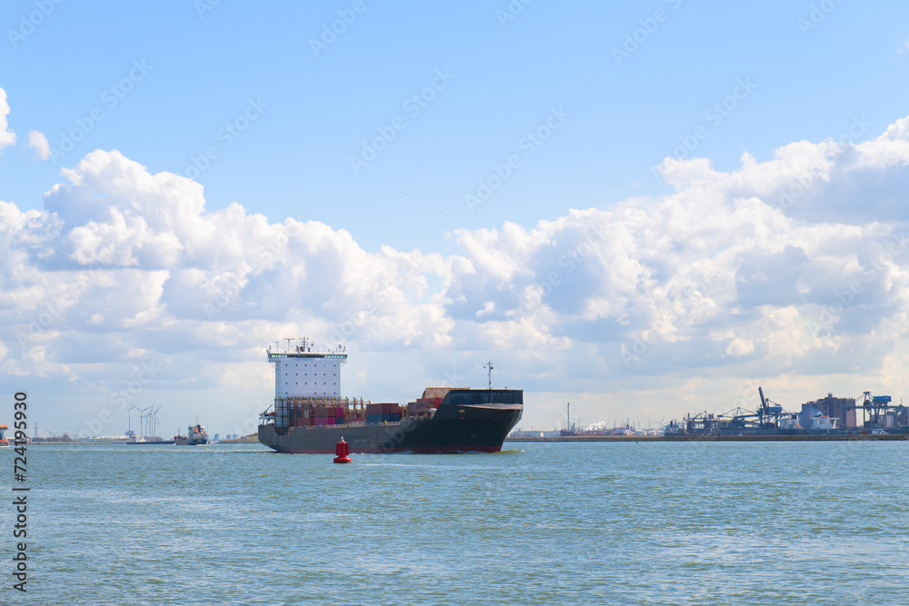 Container ship at the sea