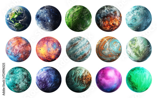 Fototapeta Naklejka Na Ścianę i Meble -  Big set of planets isolated on transparent background.