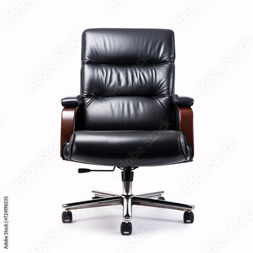 a black leather office chair