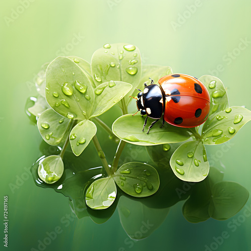 Lucky charm ladybug on a plant