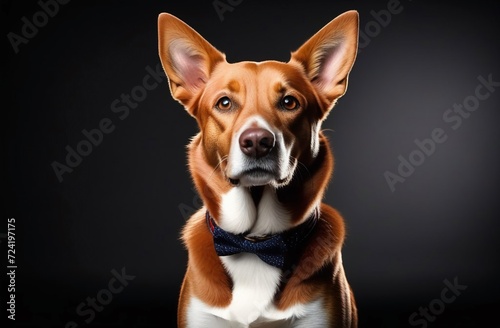 brown dog, plain background, studio photo