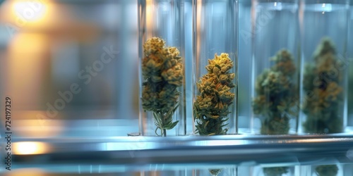 Close up cannabis bud in a lab