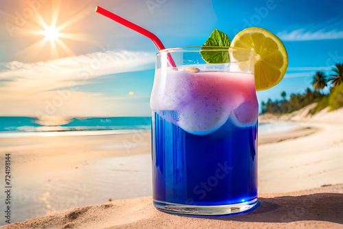 Cocktail Glass by the Seashore: Generated by AI photo