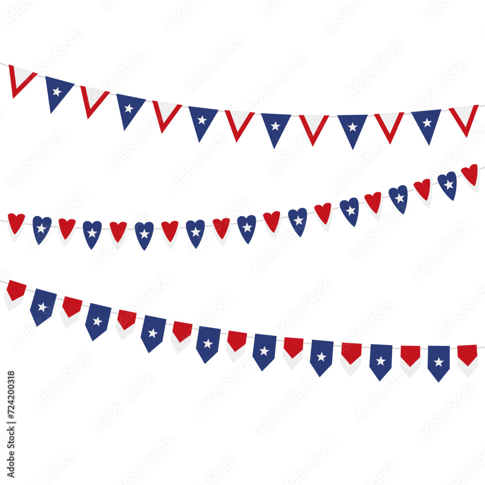Bunting Flags of TEXAS Isolated on white Background. vector illustration.
