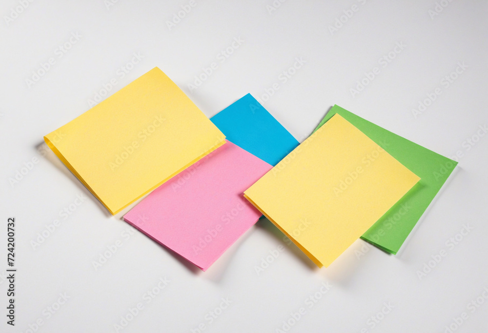 Three Colorful Glued Sticky Notes Isolated on White Background. Vivid Colored Notepaper for Task And Memo Management Three Colorful Glued Sticky Notes Isolated on White Background. Vivid Colored Notepaper for Task And Memo Management