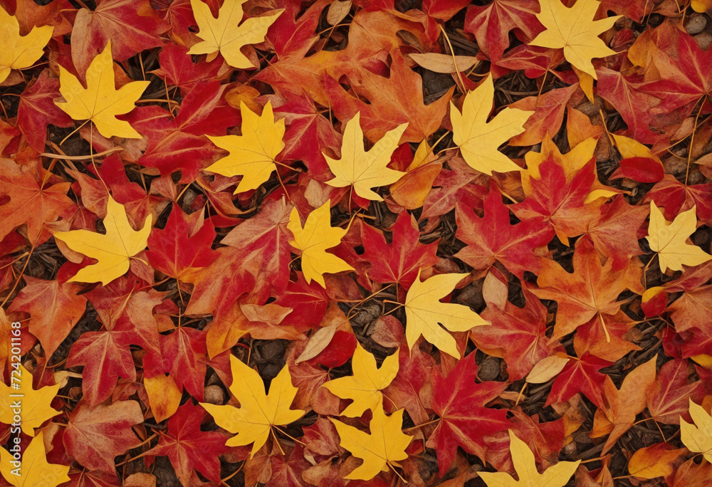 Colorful Autumn Leaf Pattern on Forest Floor
