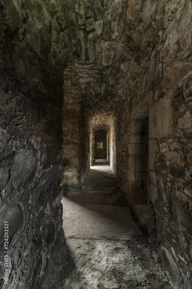 hallway in a historic castle hallway in a historic castle
