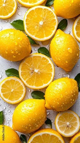 Assorted Fresh Lemons Arranged on a Wooden Table. Generative AI.