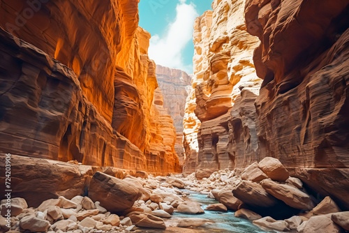 Spectacular canyons and rivers, sky and nature parks like the Grand Canyon, Canyons of America. Travel, the concept of natural grandeur.