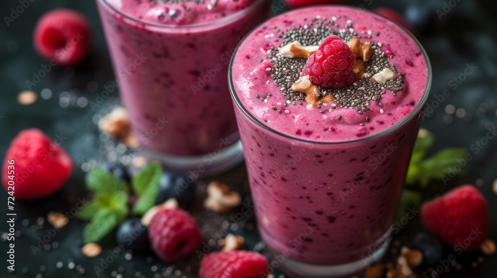 A refreshing scene of a perfectly blended smoothie A refreshing scene of a perfectly blended smoothie